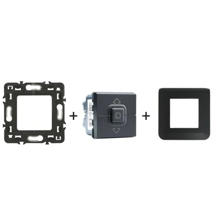 Mosaic Interrupteur volet roulant 2 modules noir mat kit complet