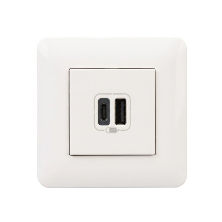 Mosaic Chargeur USB Type A+C 15W 2 modules blanc