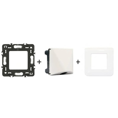 Mosaic Sortie de câble 2 modules blanc avec serre-câble kit complet