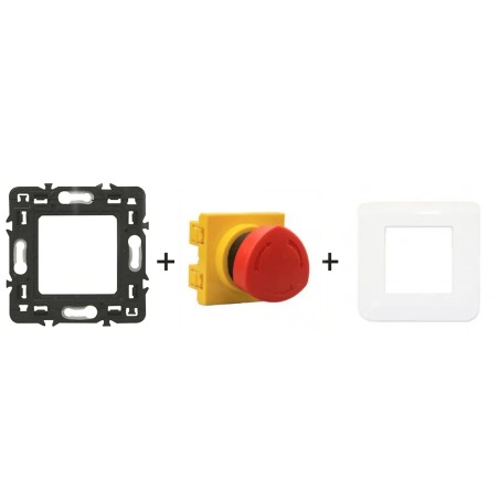 Mosaic Arrêt d'urgence coup de poing 1/4 tour 2 modules kit complet