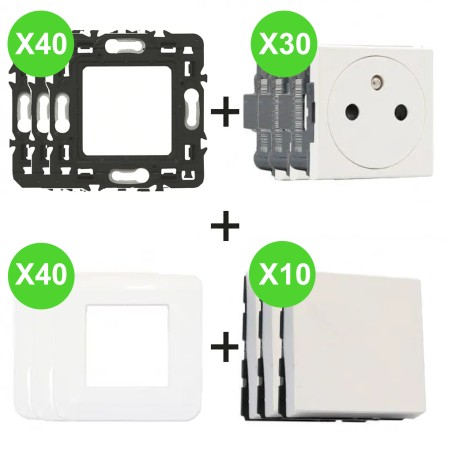 MOSAIC Lot PRO 30 Prises + 10 Va-et-vien + 40 plaques + 40 Supports