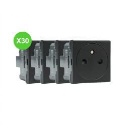 Mosaic Prise 2P+T 16A 2 modules noir mat 079121L Lot 30 Pcs