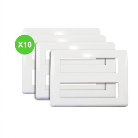 Plaque Mosaic 2x8 modules pour appareillage blanche Lot de 10 pièces