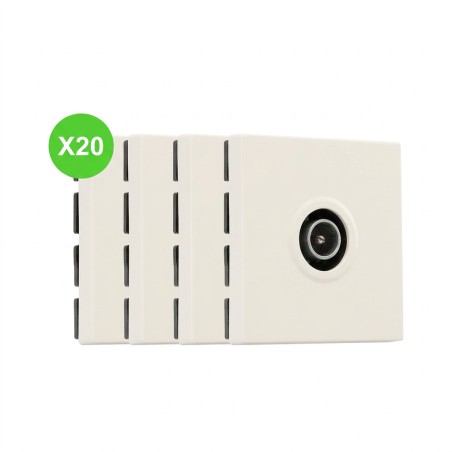 Mosaic Prise TV mâle simple 2 modules blanc conditionnement : 20 pièces