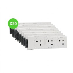 Mosaic Prise goulotte triple 16A blanc 077103L Lot 20 Pcs