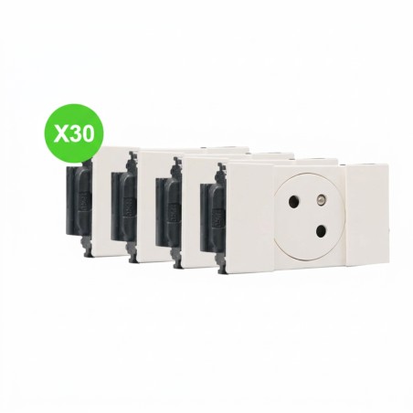 Mosaic Prise goulotte simple 16A Soluclip blanc Lot de 30 pièces