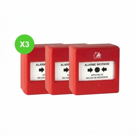 Déclencheur manuel radio Type 4 rouge IP24D pile CR2 Lot 3 Pcs