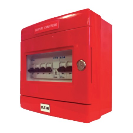 Coffret chaufferie triphasé 32A IP55, 4P 32A + 2P 10A, 2 voyants