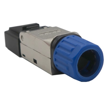 Connecteur RJ45 blindé Cat.8 S/FTP bleu sans sertissage