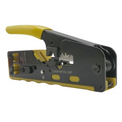 Pince à sertir connecteurs RJ45 traversant jaune - OLTRIX OUT-S001