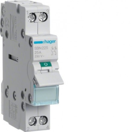 HAGER SBN225 - Interrupteur modulaire, 2 pôles, 25A