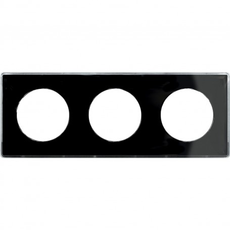 SCHNEIDER S520906Z (F) Plaque, Noir support Blanc, 3 postes, entraxe 71mm, Odace