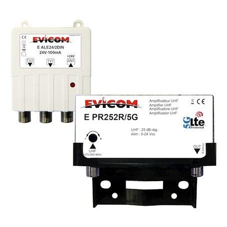 EVICOM EKEV252R/5G - Kit préamplificateur Exterieur UHF, 25DB