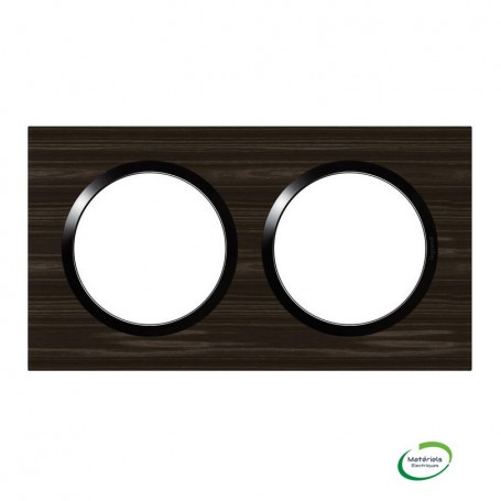 LEGRAND 600882 (F) Plaque carrée, dooxie, 2 postes, effet bois ébène avec bague