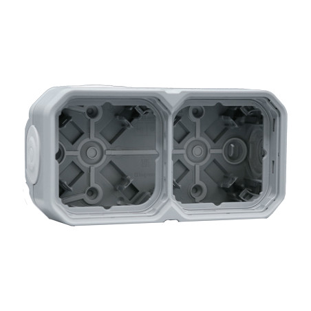 Boitier Gris Double 2 Postes à Embout Pour Pose Appareillage PLEXO 55 Legrand 091761