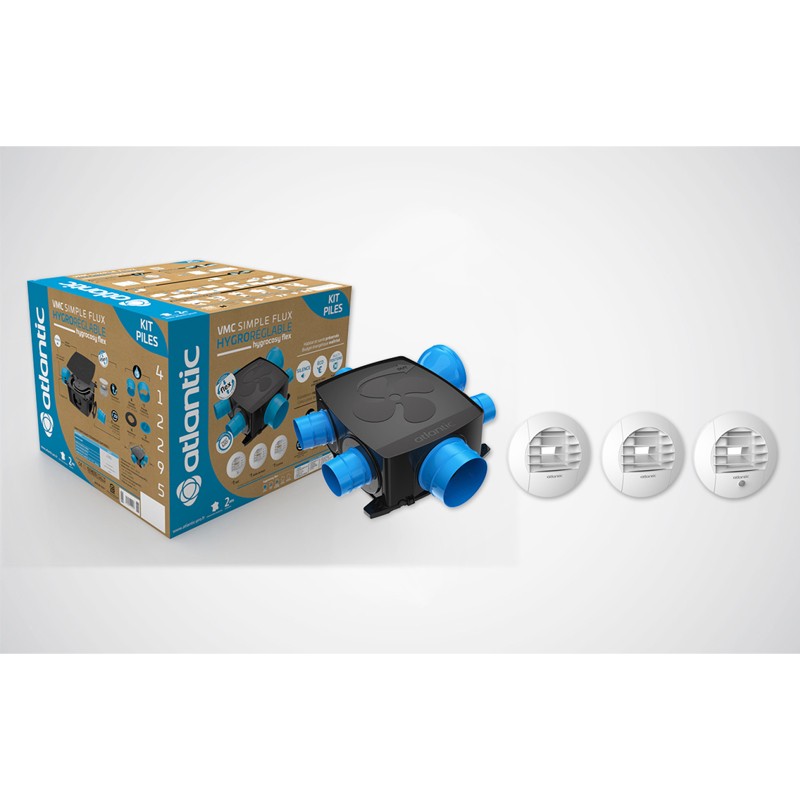 Kit VMC hygroréglable, 6,2 W-Th-C, - HYDRAECOWATT2KHBT3/7P