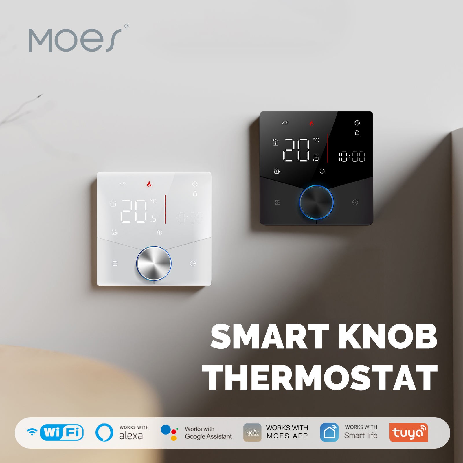 Thermostat connecté Wifi 16A Noir MOES WHT-009-GB