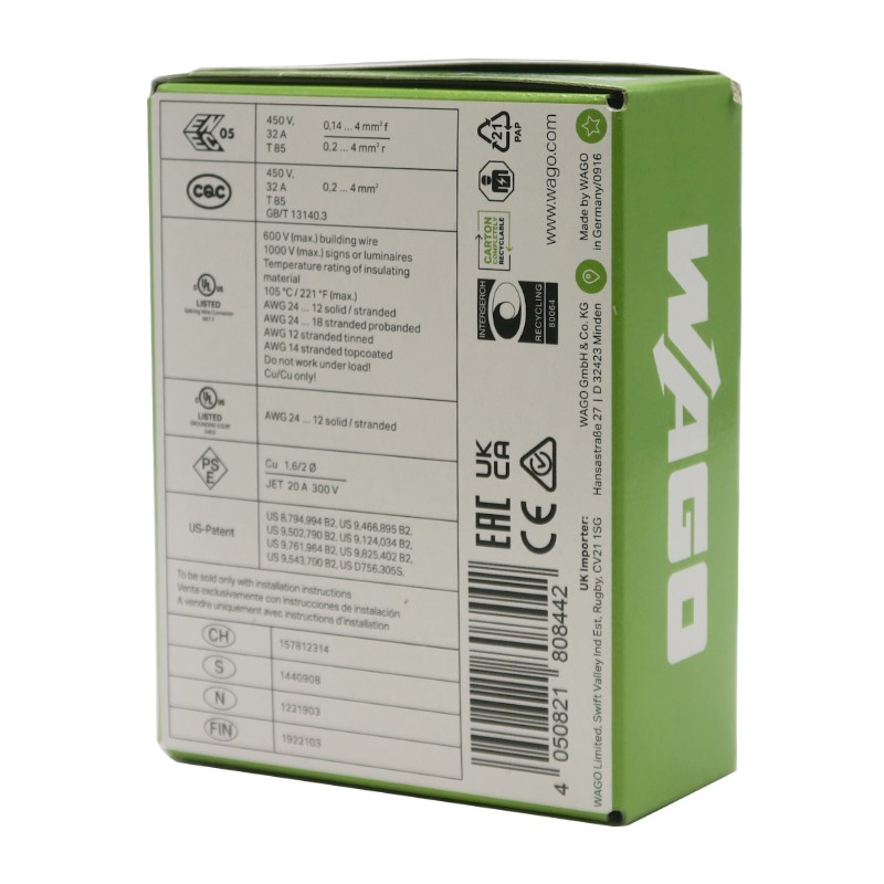 Wago 221-413 - Borne de connexion à levier 3x4mm 50 pièces